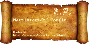 Matriszottó Porfir névjegykártya